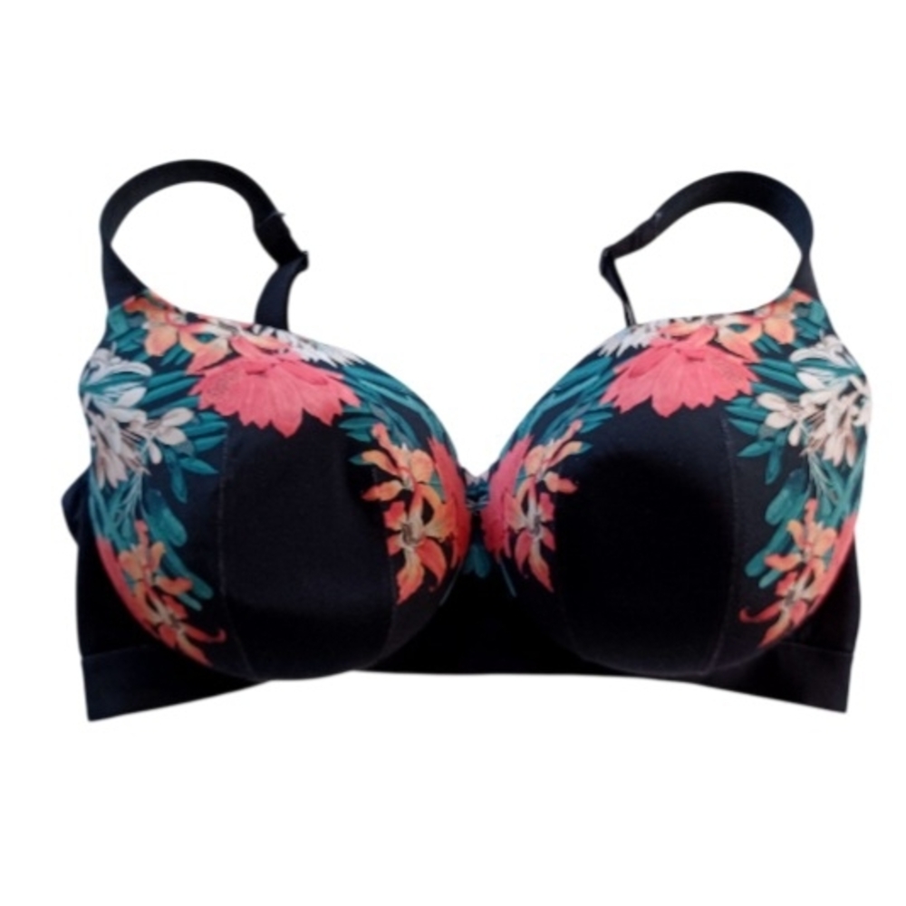 Cacique Black and Floral Women's Bra, Size 40F